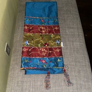 Pier One Imports Table Runner Embroidered Beaded Turquoise 70-72”